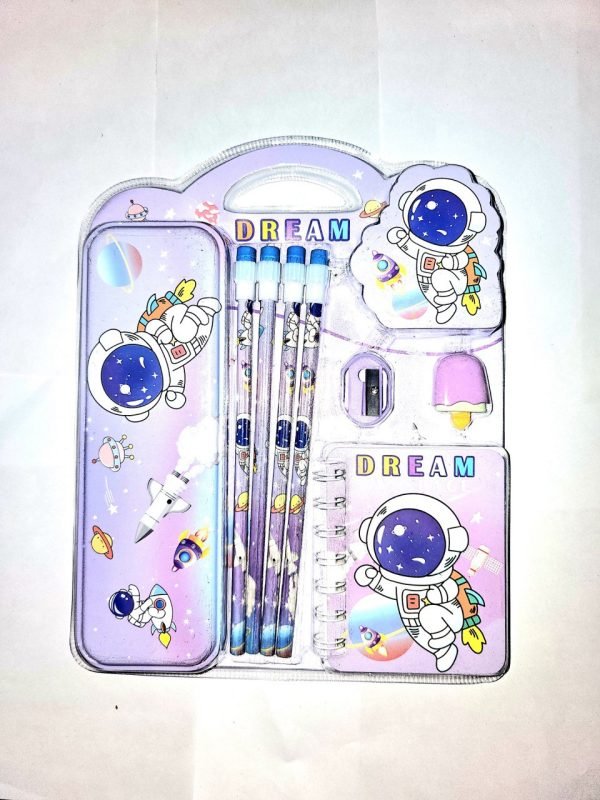 CUTE STATIONARY KIT DIFFERENT THEME  4 PENCILS,1 SHARPENER, 1 CANDY ERASER, 1 COMPASS BOX, 1 DREAM SPIRAL NOTESPrice - Image 5